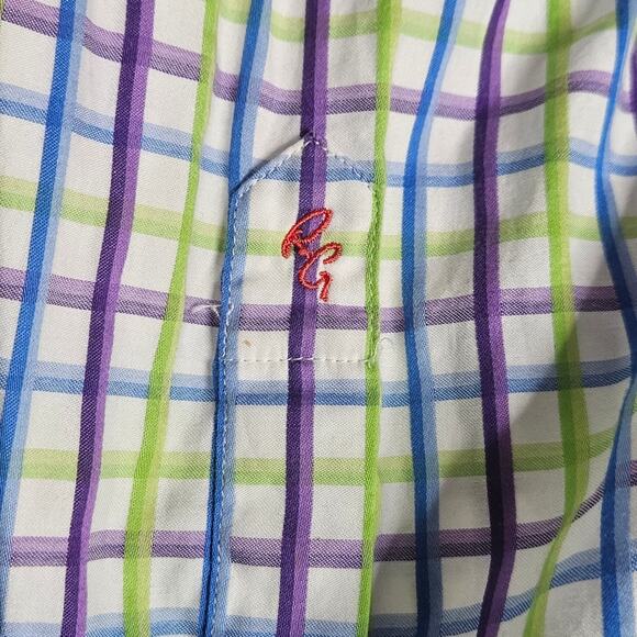 Robert Graham Flip Cuff Floral and Plaid Button Down, size 1XT - Picture 4 of 6